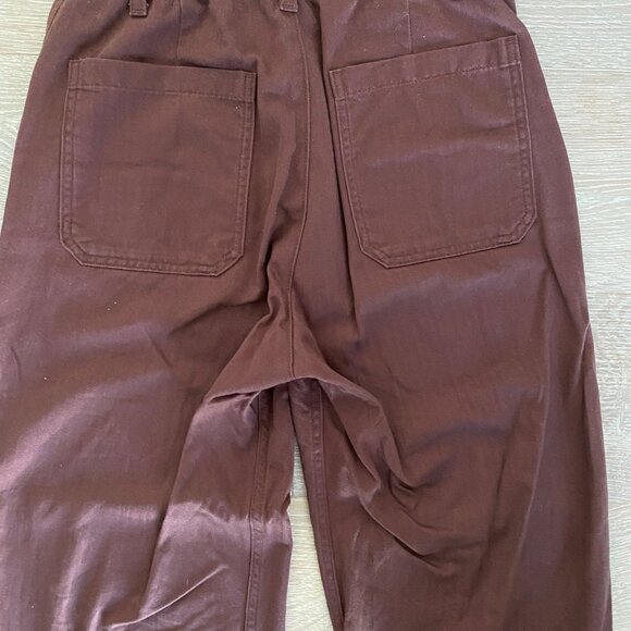 MUJI Women's Herringbone Trousers Burgundy Size S - Picture 8 of 9